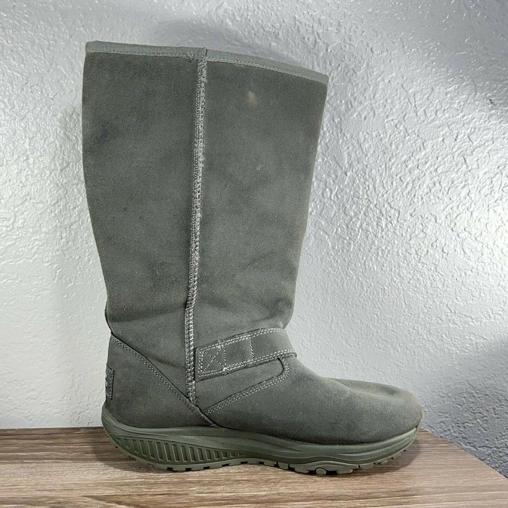 Women's Sketchers Shape Ups Toning Boots Green Suede Sz 9 Shearling Line 24857 - Picture 3 of 7